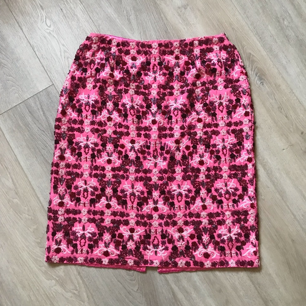 Emma Black Stunning A-line skirt hand-embellished with intricate beadwork.